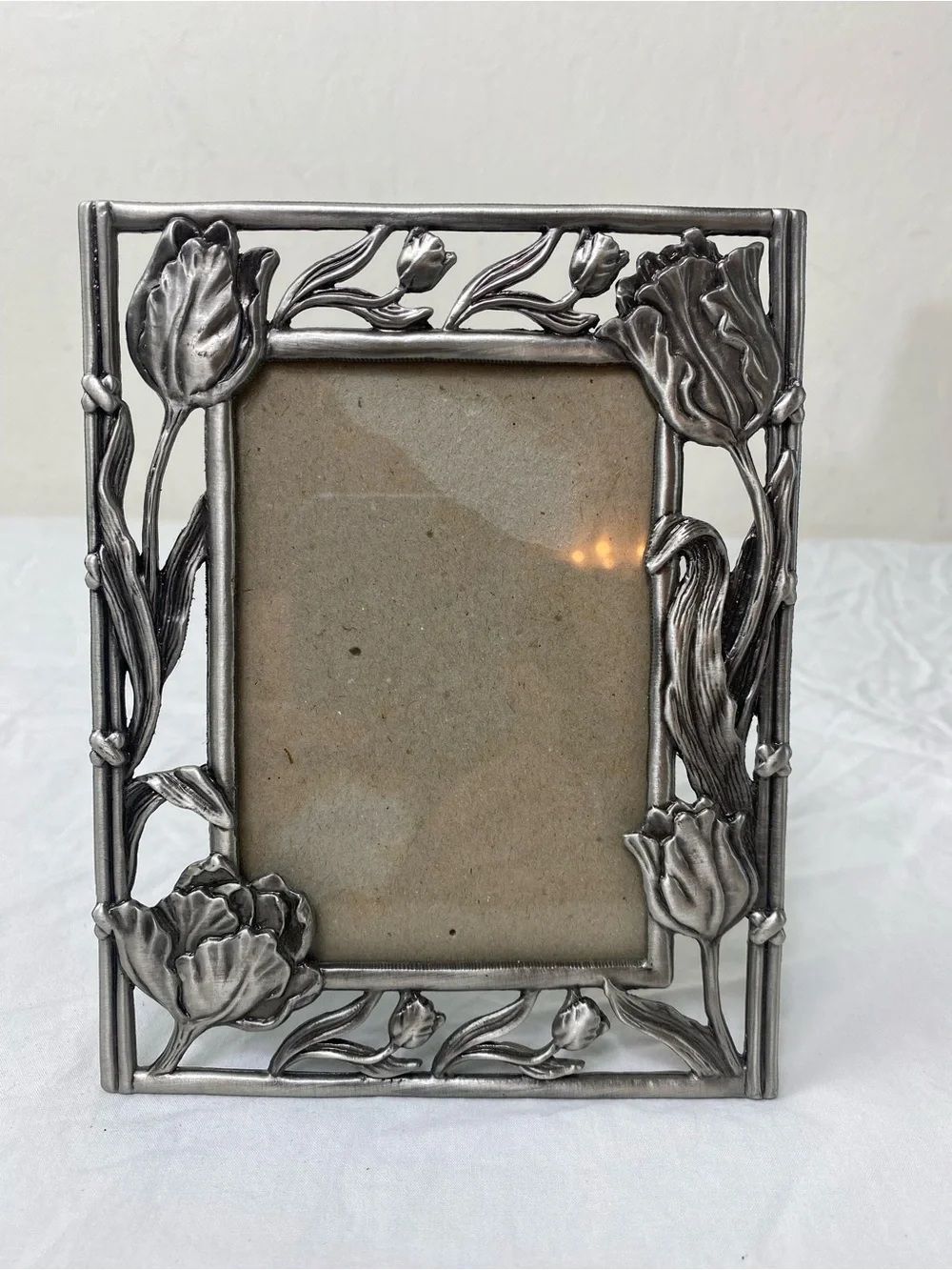 ELSA 1996 Vintage Silver Tulip Metal Photo Frame